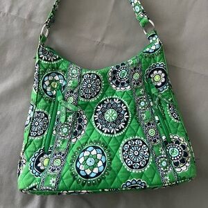 Vera Bradley Quilted Hobo Shoulder Bag - Cupcake Green and Blue